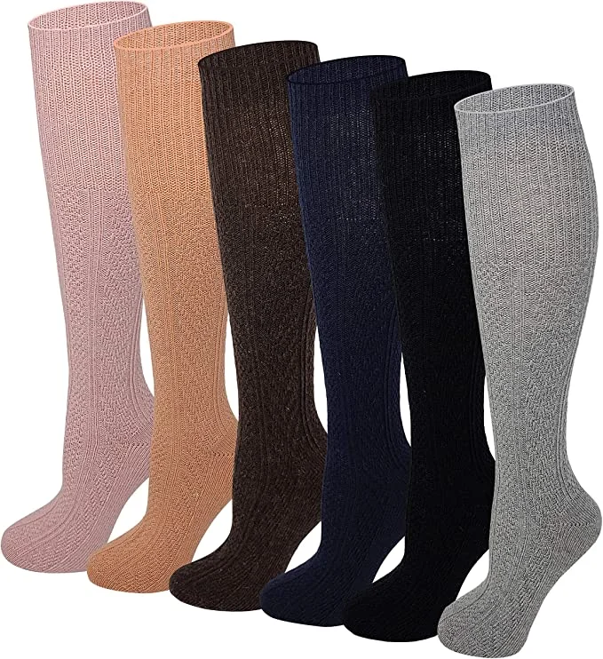 Weekend Savings Delight Knee High Boot Socks | Wool Blend Cable Knit Assorted | Womens (6 pairs) Weekend Savings Delight Knee High Boot Socks | Wool Blend Cable Knit Assorted | Womens (6 pairs)