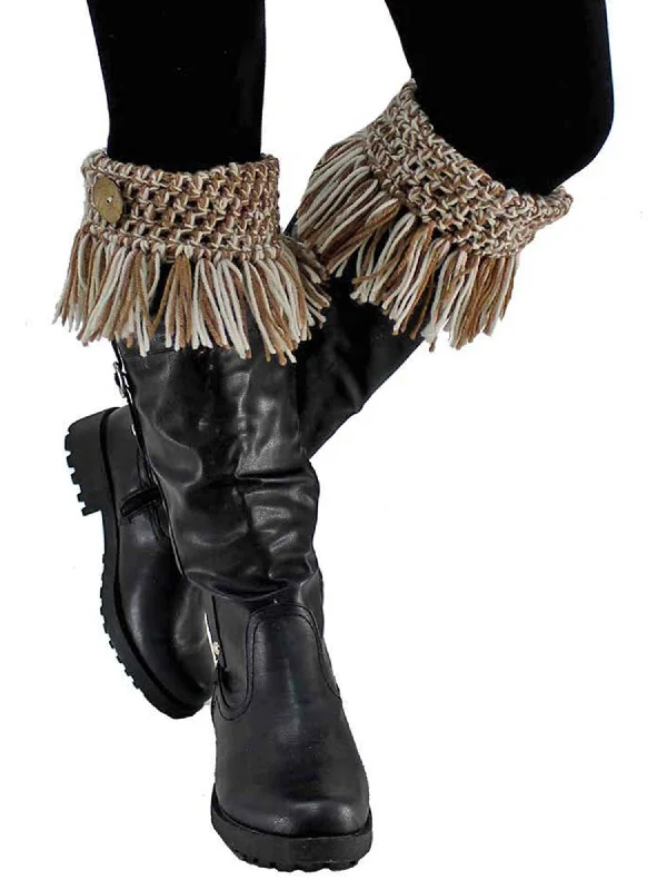 Cash Savings Tassel Boot Cuffs With Button Trim