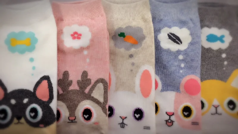Special Buy Cute Bunny Dog Cat Animal Print | Womens Teen Girls | Ankle Socks | 5 Pairs | (Deep Thoughts) Special Buy Cute Bunny Dog Cat Animal Print | Womens Teen Girls | Ankle Socks | 5 Pairs | (Deep Thoughts)