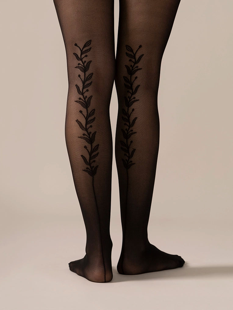 Weekend Bargains to Enjoy Back Vine Sheer Tights 30D in Black