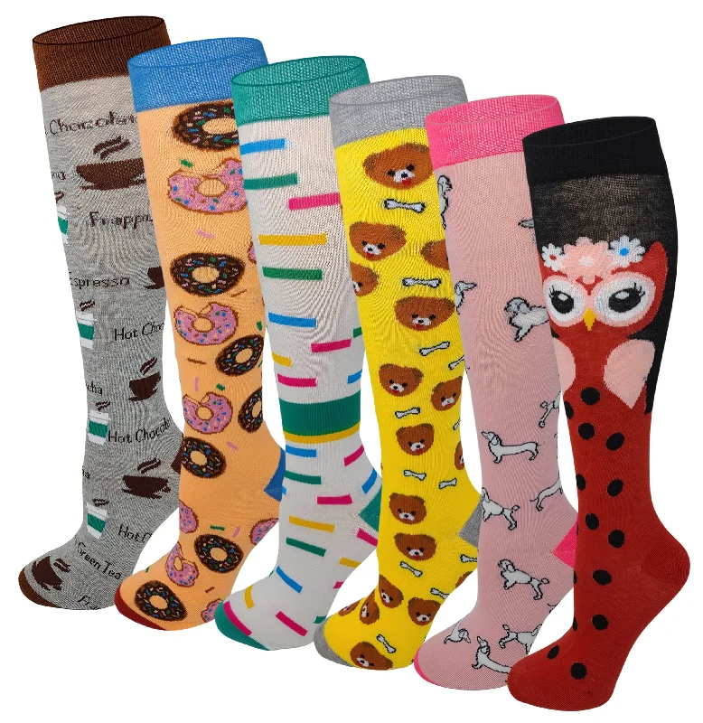 Weekend Savings Fiesta Knee High Socks | Fancy Novelty Design | Womens (6 Pairs)