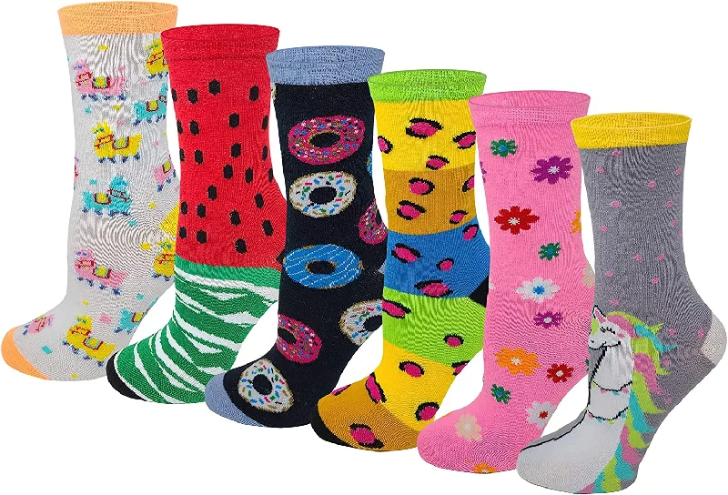 Weekend Deals That Dazzle Women 6 Pairs Pack Bright Assorted Novelty Dress Socks
