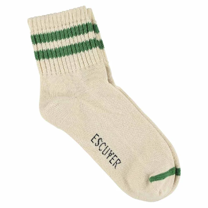 Final Clearance Women Ankle Socks Ecru / Green