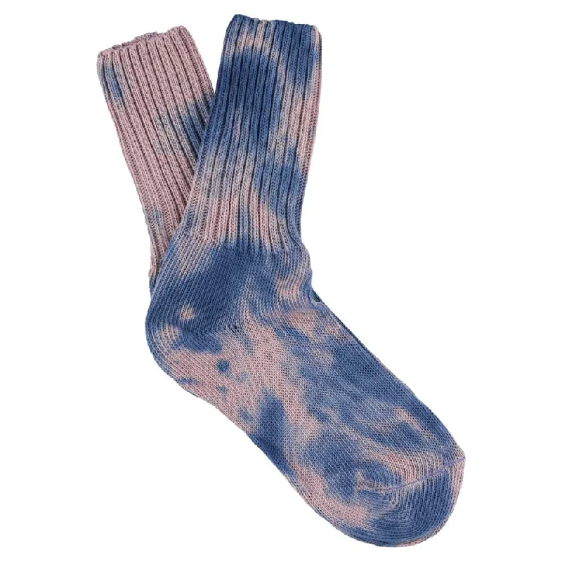 Big Savings Women Tie Dye Socks - Indigo / Coral