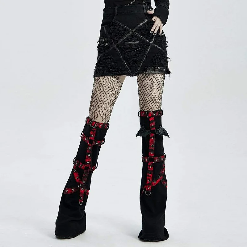Lowest Rates Women's Punk Flared Double Color Buckles Leg Warmers