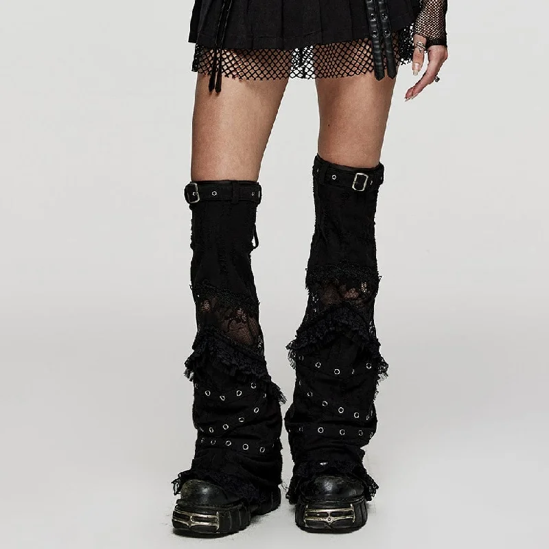 Weekend Specials to Delight Women's Punk Lace Splice Eyelet Distressed Leg Warmers