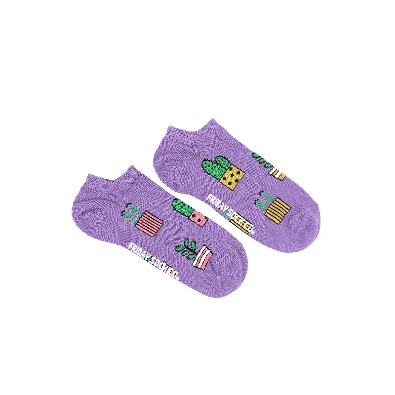 Weekend Deals That Sparkle Women's Purple Potted Plant Ankle Socks